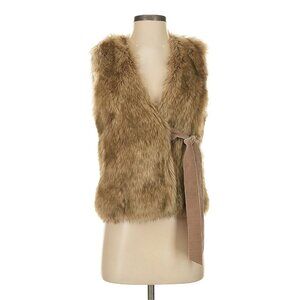 Vintage Y2K Juicy Couture Tan Faux Fur Tie Waist Sleeveless Vest